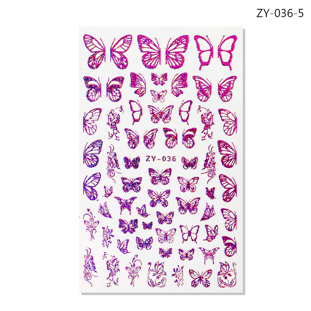 Holographic 3D Laser Butterfly Nail Art Stickers Gold Silver Nail Adhesive Sliders Decals Laser Sticker Decor DIY Manicure