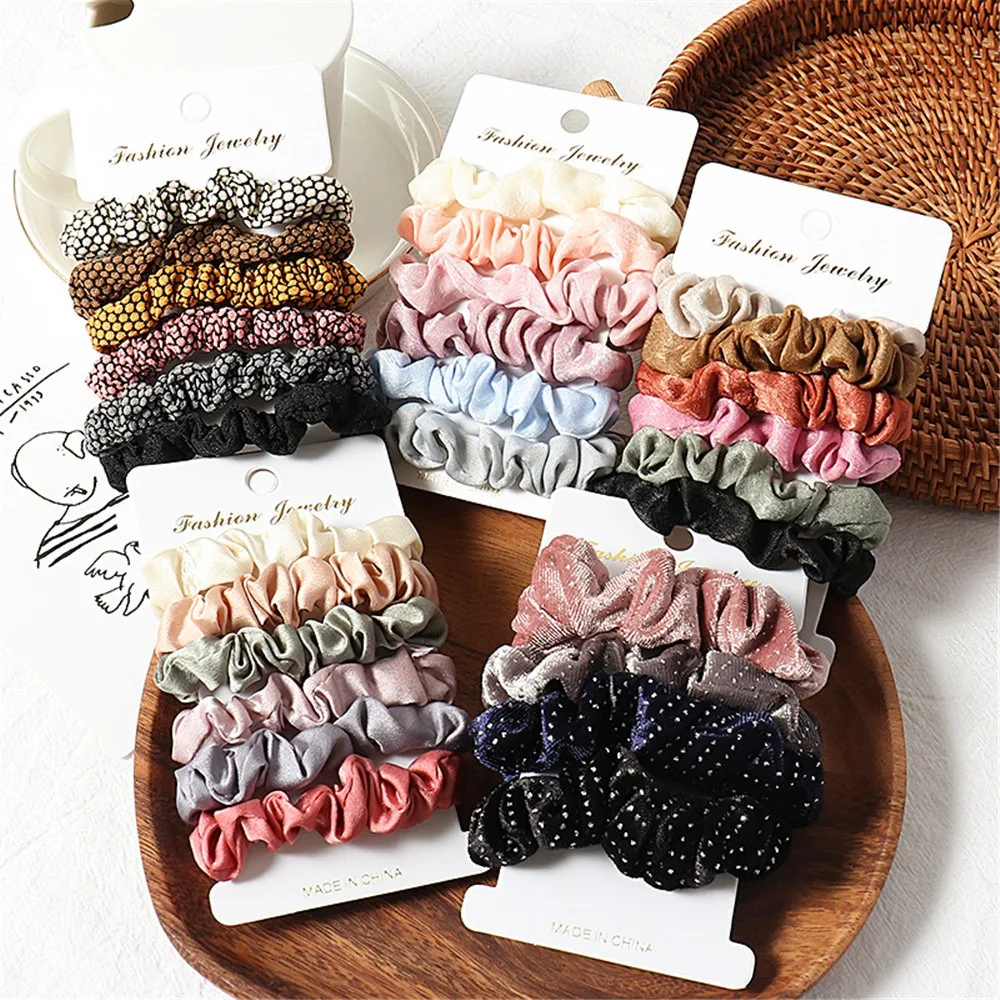

1 Set New Autumn And Winter Ins Wind Simple Fabric Hair Ring Candy Color Hair Rope Large Intestine Circle Wild Korean Headdress