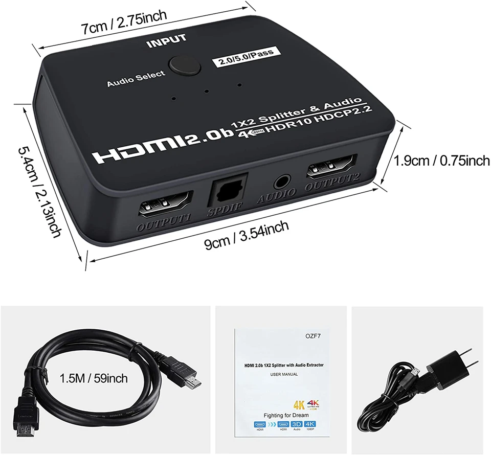 Generic 2 Port HDMI Splitter 1X2 HDMI Distributor HDMI 1 In 2 Out 3D&full  HD1080P - Prix pas cher