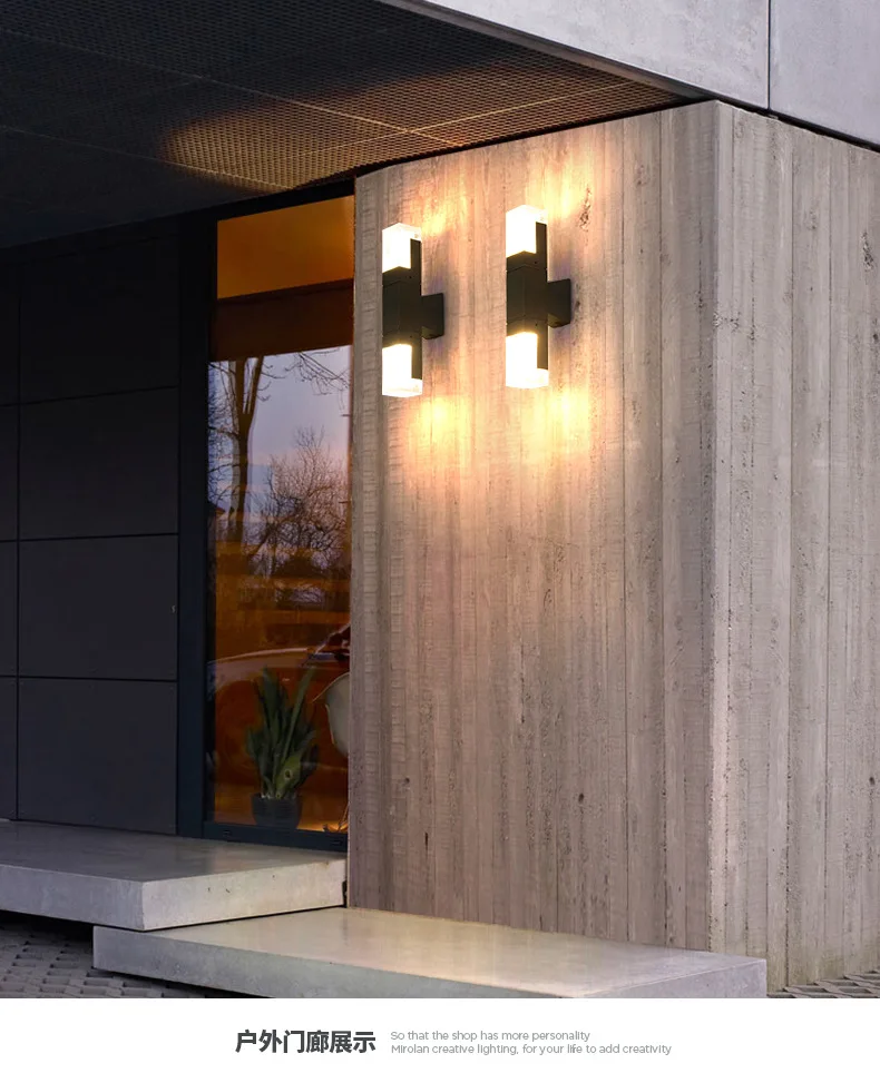 Современный квадратный наружный водонепроницаемый акриловый настенный светильник креативный коридор наружные настенные лампы для внутреннего двора