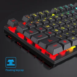 Clavier de jeu filaire avec rétro éclairage, couleur lumineuse, pour ordinateur portable, bureau, sensation mécanique, capuchons de touches rétroéclairés 