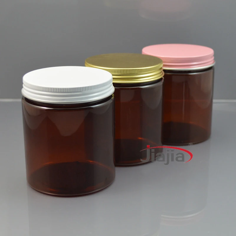 

250g Brown Plastic Jar Empty Candy Tea Container Cosmetic Makeup Cream Face Mask Body Lotion Travel Bottle 9oz Free Shipping