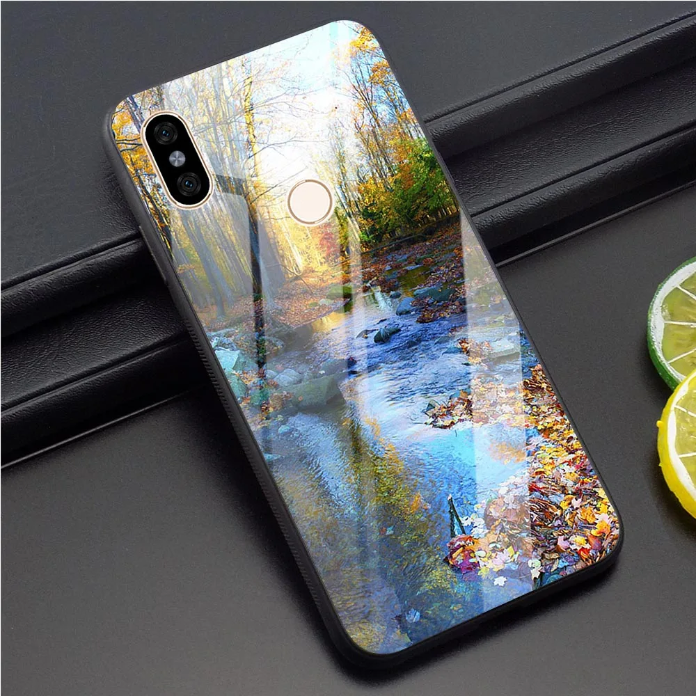 

autumn scenery Tempered Glass Phone Cover for Xiaomi Redmi 6A Case Mi A2 A1 8 Lite 9 F1 4X Note 5 Pro 6 7 TPU