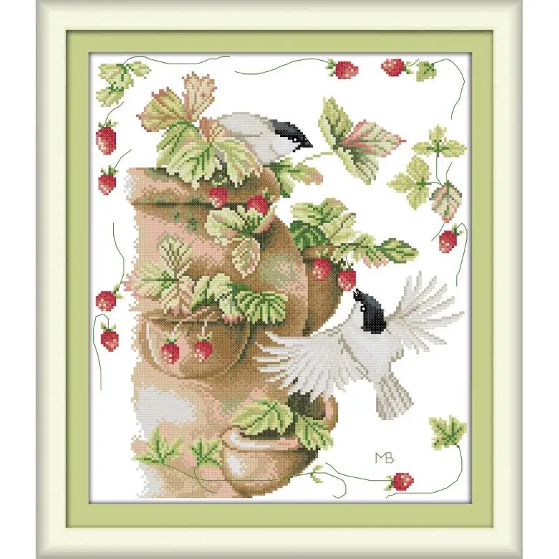 Набор для вышивки крестиком Joy Sunday Birds и клубника наборы картины DIY11 14CTDMC