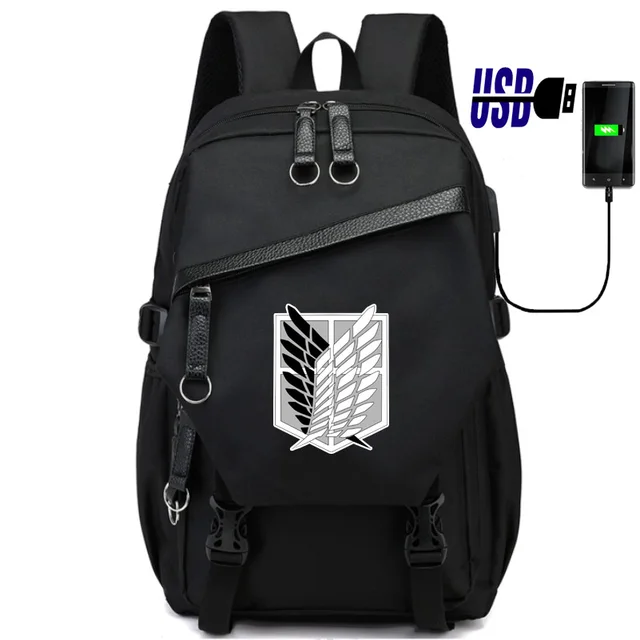 IMIDO Anime Pattern Backpacks for Teenagers Canvas Black Travel Bags Students Laptop Bag Boys Girls Back to School Backpack G