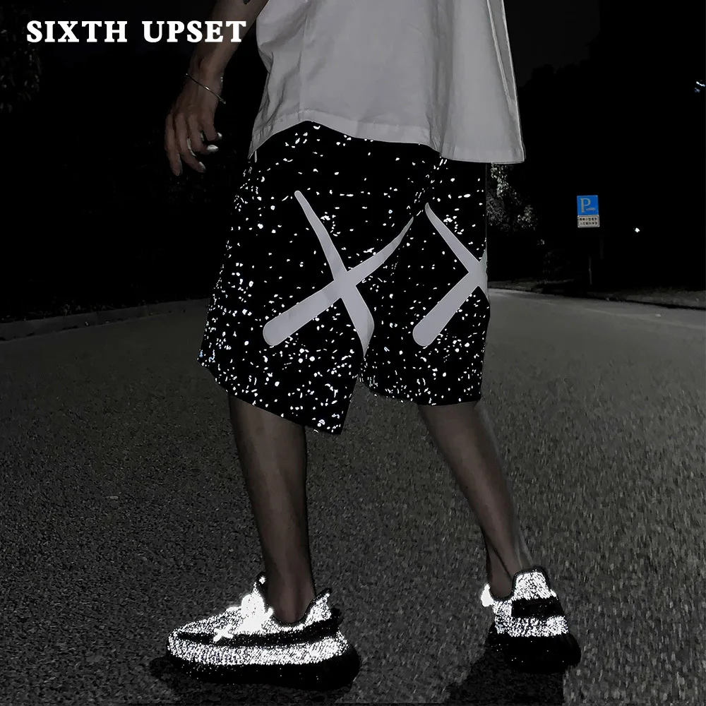 Летние повседневные мужские шорты со светоотражающими звездами, функциональные темные шорты, модные брендовые мужские пляжные шорты