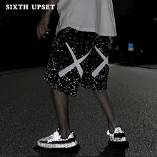 Летние повседневные мужские шорты со светоотражающими звездами, функциональные темные шорты, модные брендовые мужские пляжные шорты