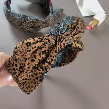 

1PCS Marine style Leopard Print bowknot Hair Hoop Headband Hairband for Women Girls Pearl Shell Bezel Hair Band Hair Accessories