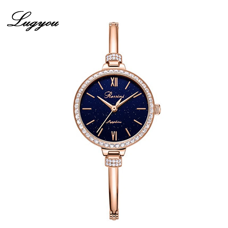 Lugyou Fashion Chic Quartz Women Watch Diamonds Ins Lady Wristwatch Rose Gold MOP Dial Jewel band Waterproof Gift