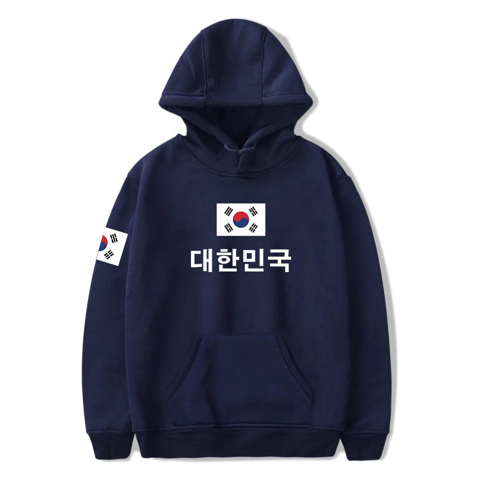 Модный южнокорейский свитер с принтом национального флага, пуловер, худи, Harajuku, хип-хоп, одежда с флагом в Корейском стиле - Цвет: Тёмно-синий