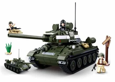 Вторая мировая война T-34/85 средняя модель танка строительные наборы армейский Танк 3D блоки обучающая модель строительные игрушки хобби для детей - Цвет: T-34 (687PCS)