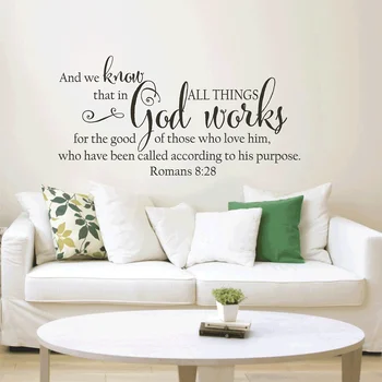 

Romans 8:28 Bible verses Spanish vinyl wall stickers Christian living room bedroom wall stickers decorative wallpaper WL1803