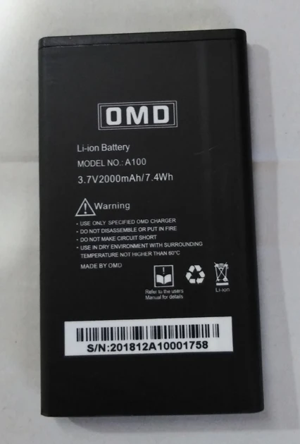 2000mAh 3,7 V батарея для OMD A100 мобильная телефонная батарея Bateria Замена частей