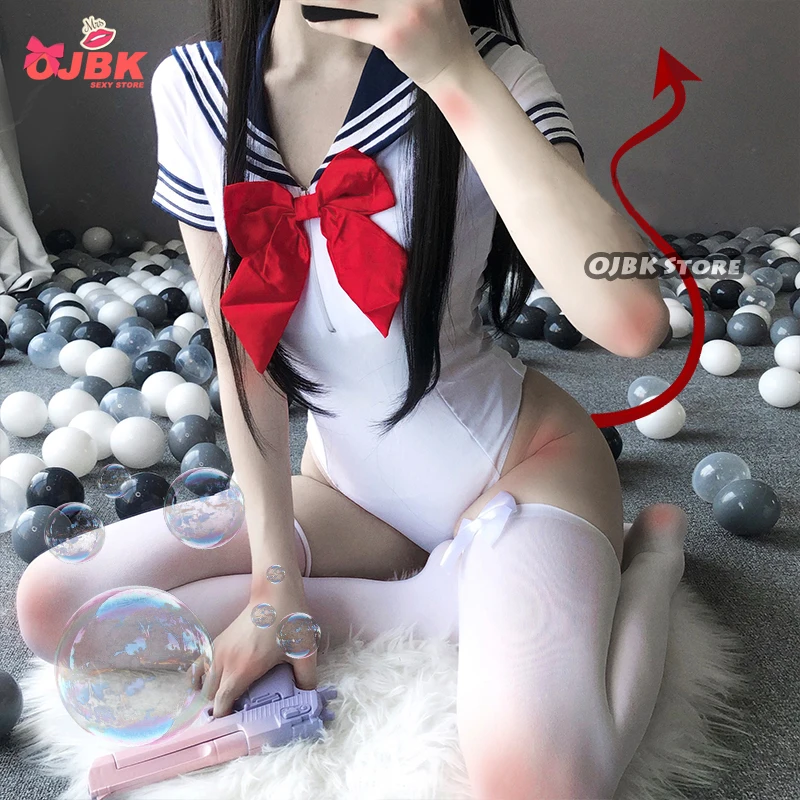 OJBK новые сексуальные костюмы для школьниц, косплей Экзотическая одежда для женщин, боди с короткими рукавами, Восхитительный купальник с розочками