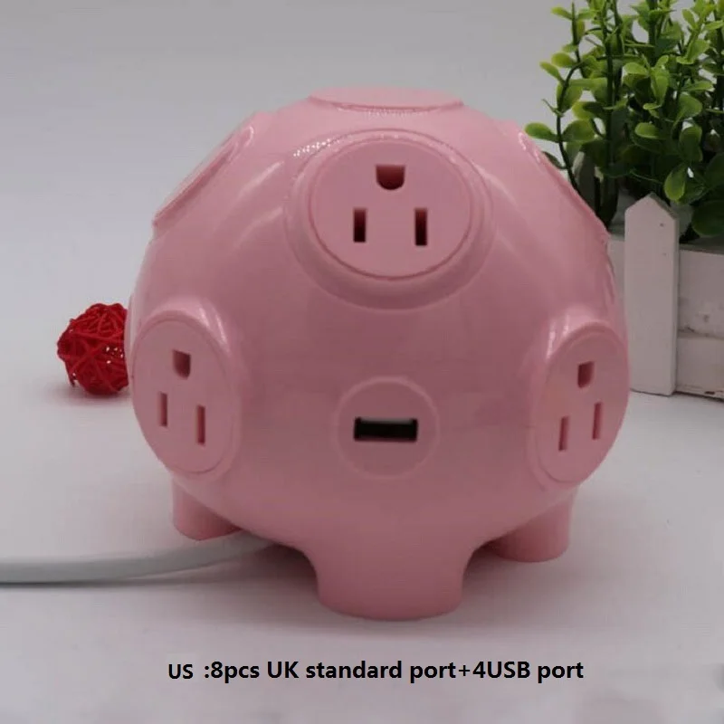 Cute pig shaped Power strip 4USB Ports quick charge Smart socket high power US plug Vertical electrical socket US plug
