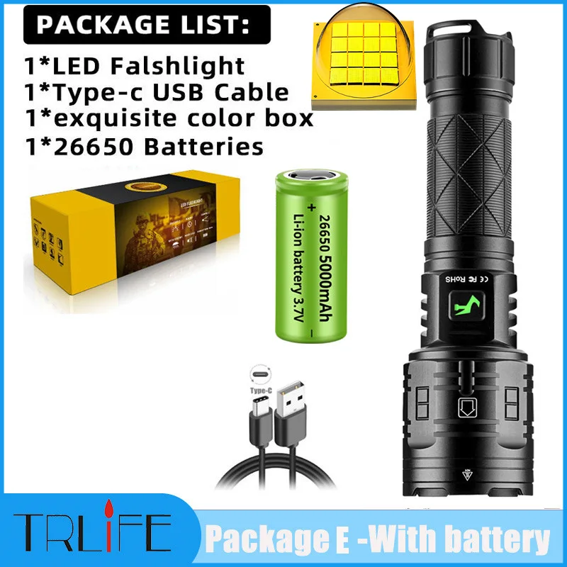 mini flashlights XHP160 Most Powerful Flashlight 16-core Light Brightest Lantern Zoomable 26650 Camping USB Rechargeable Tactical Hunting Torch penlight torch Flashlights