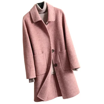 

winter woman coats 2020 New Double-sided 100% Wool Coat Female Long High-end Straight Wool Coat Thick Large Size Coat