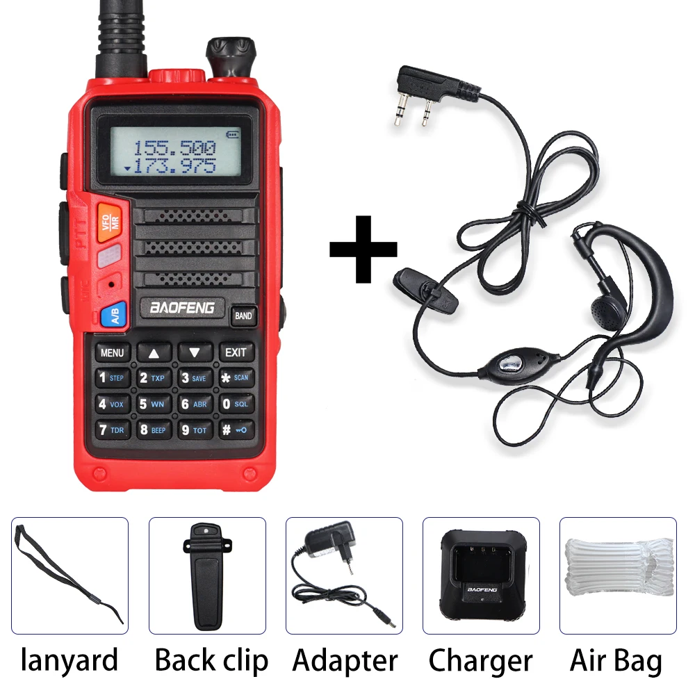 Red Without Box 8 Вт Baofeng UV-5R Pro двухстороннее радио UV 5R Двухдиапазонная Высокая мощность 8 Вт рация UV5R Pro fm-приемопередатчик портативный CB Ham радио - Цвет: Red Without Box
