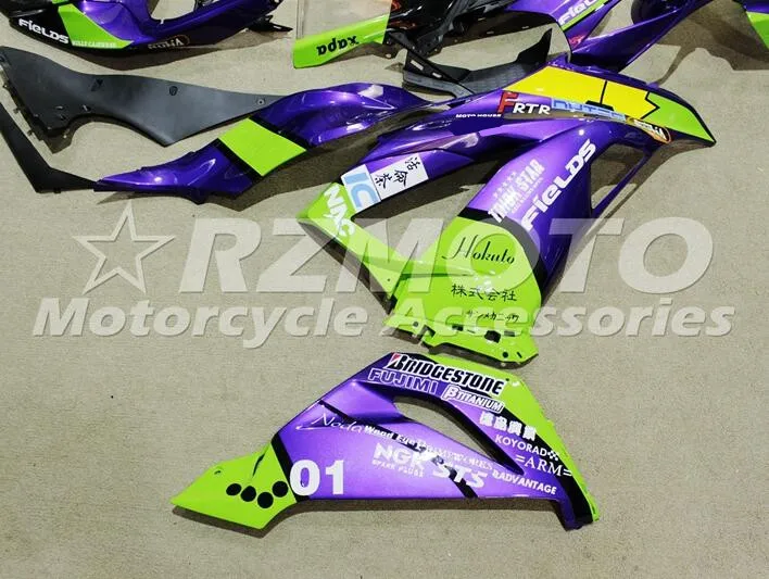 ABS Полный комплект обтекателя подходит для Kawasaki ZX6R 2013 Обтекатели ZX-6R ниндзя 636 599 фиолетового и зеленого цвета