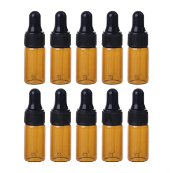 

10pcs Amber Glass Dropper Bottles With Black Cap for Essential Oil Perfume Sample Bottle Aromatherapy