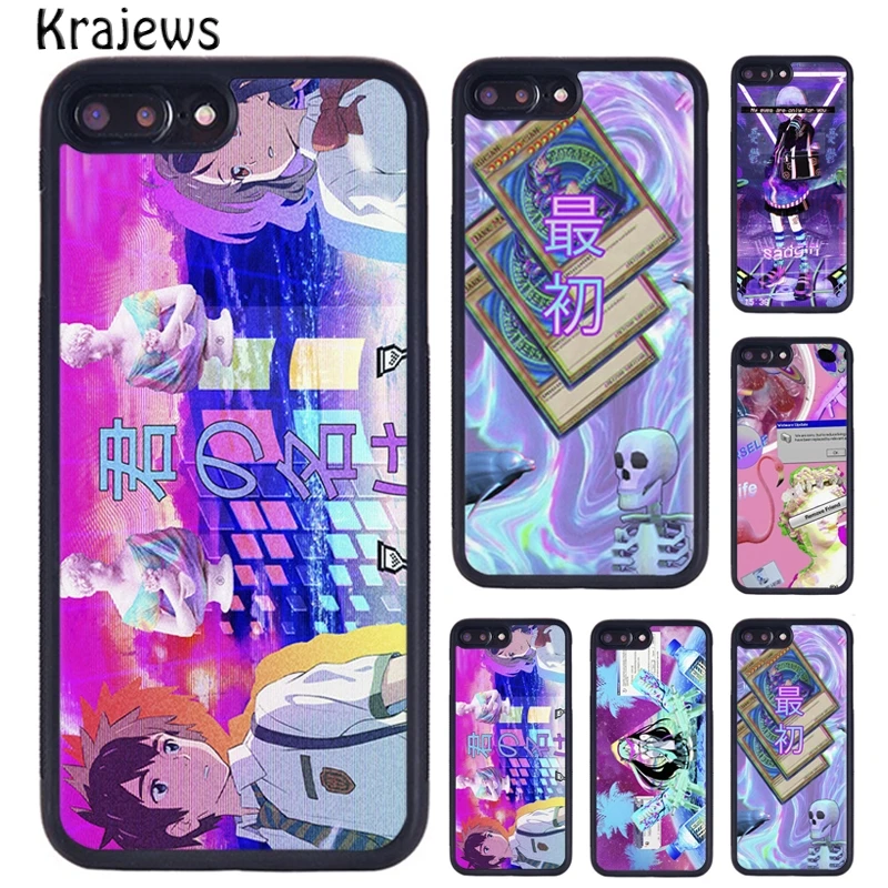 Krajeans Vaporwave Vapor Glitch Estetica Custodia Per Telefono Per Iphone Se2020 15 14 6S 7 8 Plus 11 12 Mini 13 Pro Xr Xs Max Cover Coque