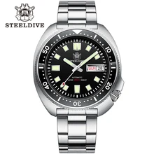 

STEELDIVE Automatic Diver Watch Flat Sapphire Mirror Swiss Ceramic Bezel Luminous SD1970W Men's 200M 20Bar Waterproof Wristwatch