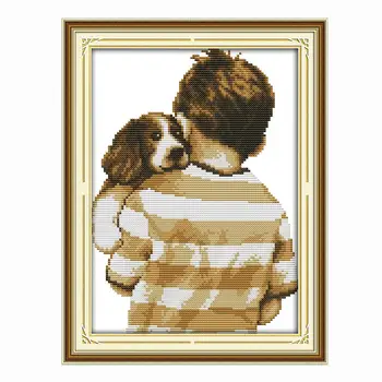 

Joy Sunday Count Cross Stitch Kit Dog with Master Pattern DIY Hand Embroidery 14ct 11ct Needlework Kit Modern Home Decoration