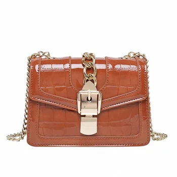 

Campus Fashion Simple Women's Designer Handbag New Quality Chain PU Leather Women Tote Bag Bright leather Shoulder Crossbody Bag