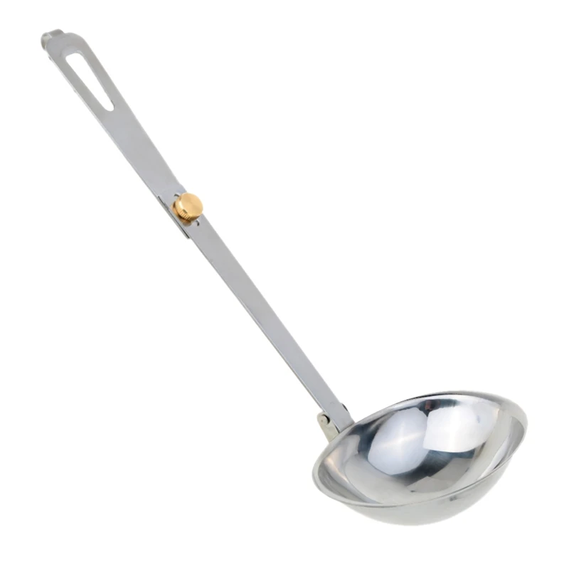 

Silver Spoon Outdoor Tableware for Camping Stainless Steel Folding Spoon Foldable Soup Ladle Portable Cooking Utensils
