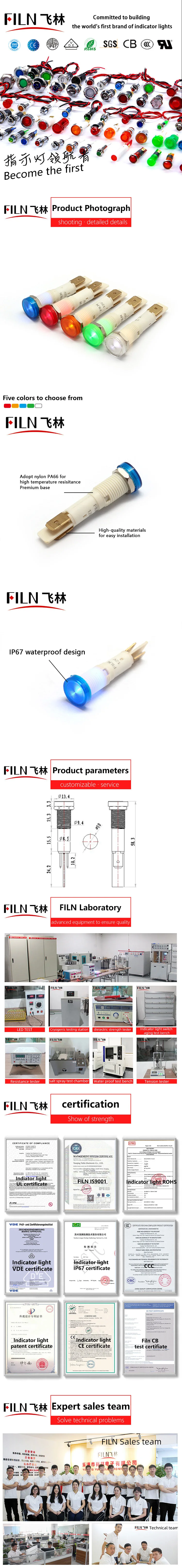 FILN Thread Bestseller Kunststoff 10mm LED-Anzeigelampe Rot Gelb Blau Grün Weiß Pilotlampe Signalleuchte – Detail 6