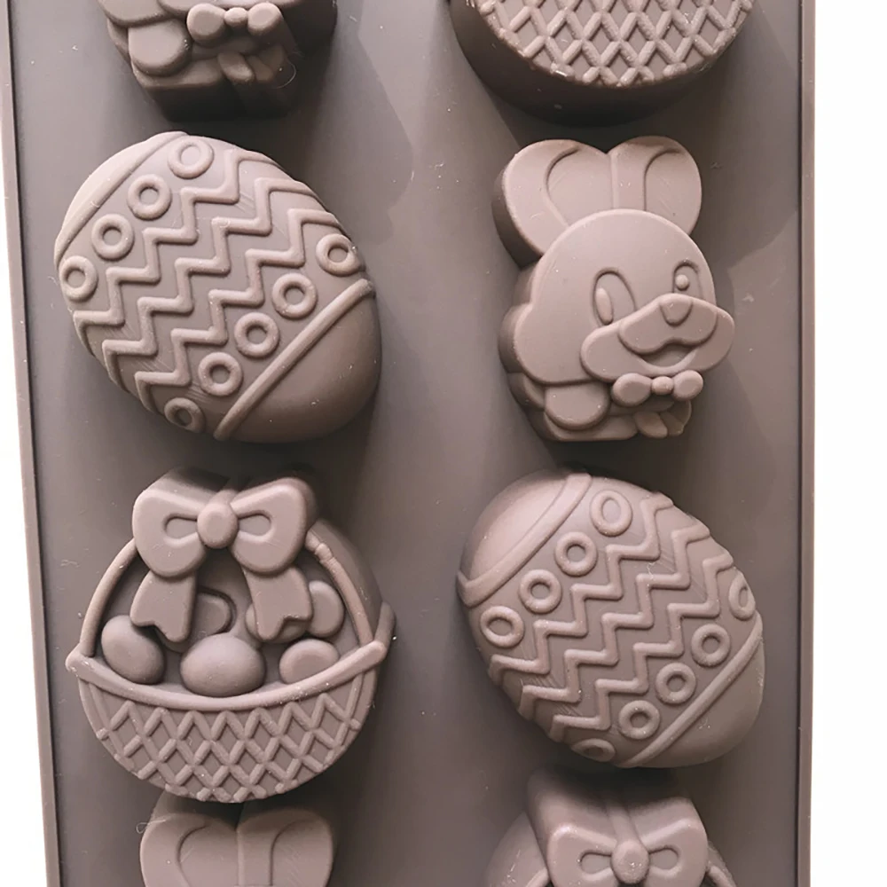 8 даже пасхальные яйца силиконовые формы шоколада корзина в форме кролика формы помадки формы для мыла формы конфеты бар украшения торта инструменты