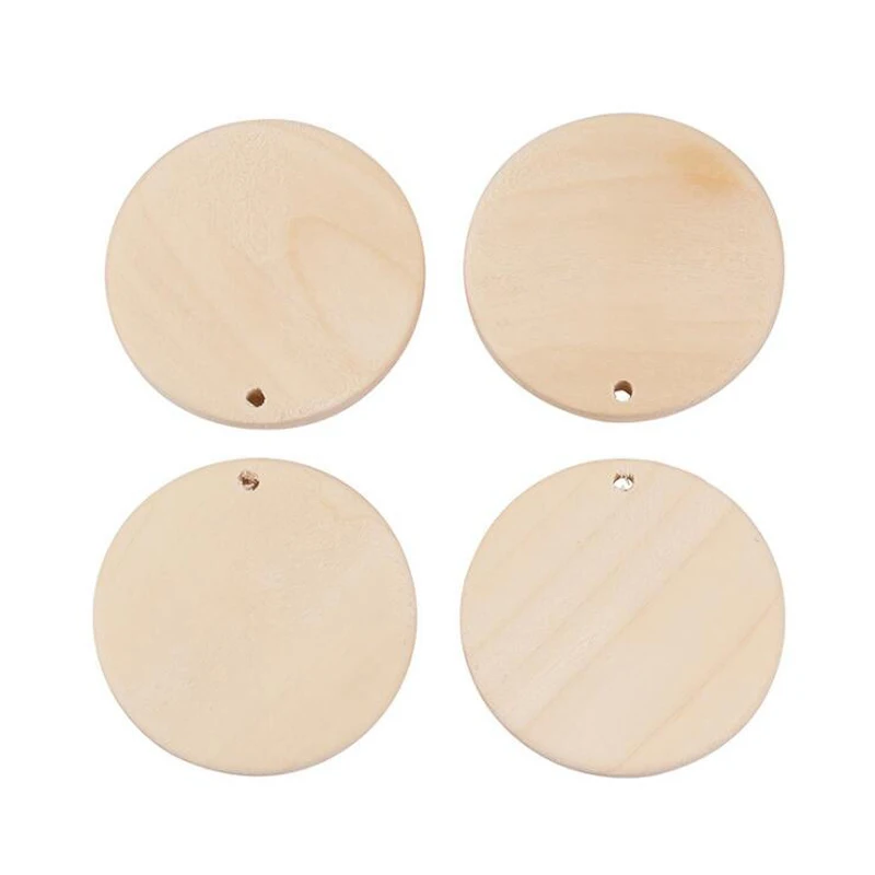 100pcs disques en bois ronds avec anneaux de fer calendrier tag rappel rappel puce de bois anniversaire Conseil étiquettes pour arts artisanat 