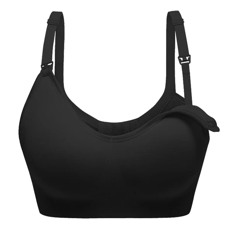 black OkayMom E F G Cup бюстгальтер для беременных и кормящих беспроводной пижамы нижнее белье бюстгальтер для беременных женщин бюстгальтер для медсестры - Цвет: black