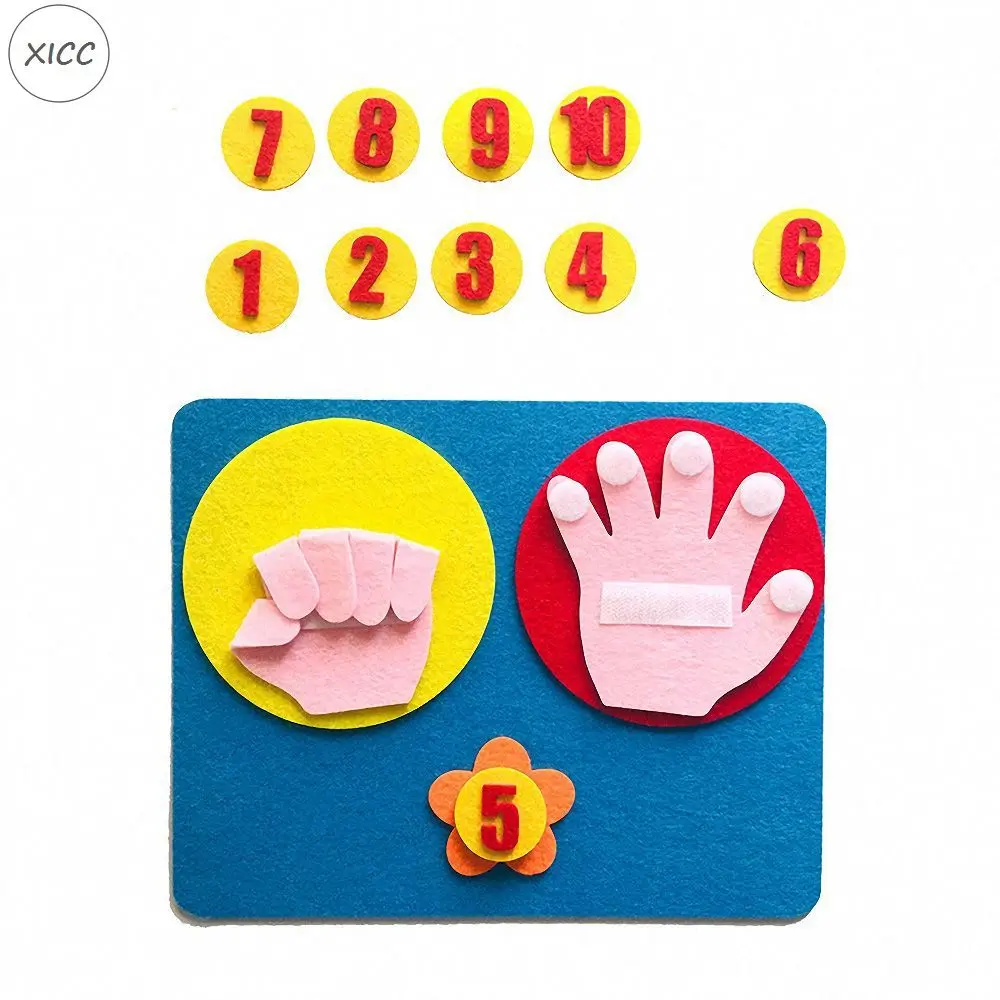 XICC Handmade Felt Finger Numbers Counting Math Toy Set Children Early Teaching Aids DIY Wool Nonwoven Digital Kindergarten Gift