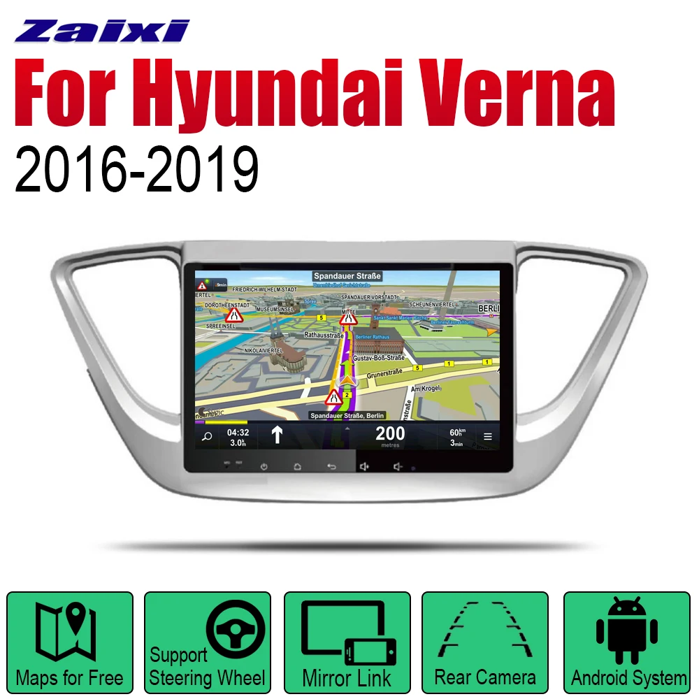 ZaiXi Авто Радио 2 Din Автомобильный dvd-плеер на основе Android для hyundai Verna~ gps Навигация BT Wifi карта мультимедийная система стерео
