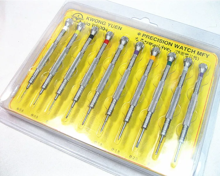 KWONG YUEN CHINA Made Micro Flat Head Screwdriver in millimeter slot type screwdriver TO repair the watch 10PIECES SET0.6-3.0