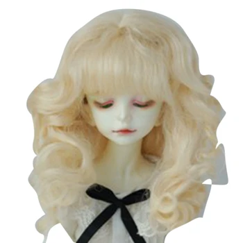 

9-10 Inches Fake Mohair Wiggery Long Curly Hair Wig For 24cm BJD/SD Dolls - Light Golden
