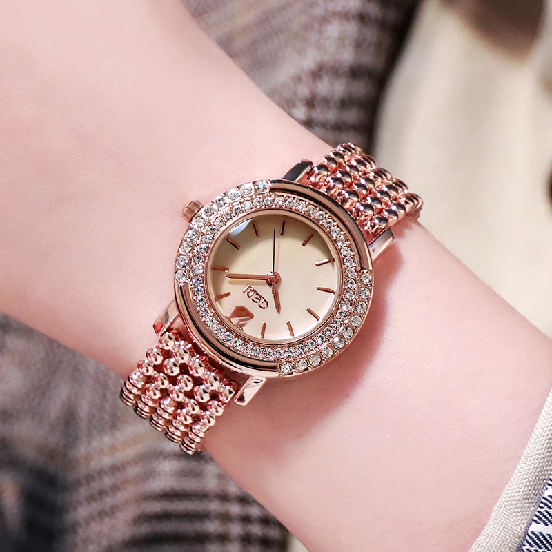 

Watch women ladies watches Gypsophila diamond quartz wristwatches luxury stainless steel round waterproof rose gold Woman gift