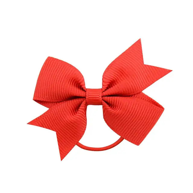 1Pcs Novelty Small Mini Solid Baby Elastic Rubber band Head rope Ribbow Bow Tie For Girls Headwear Hair Accessories 12
