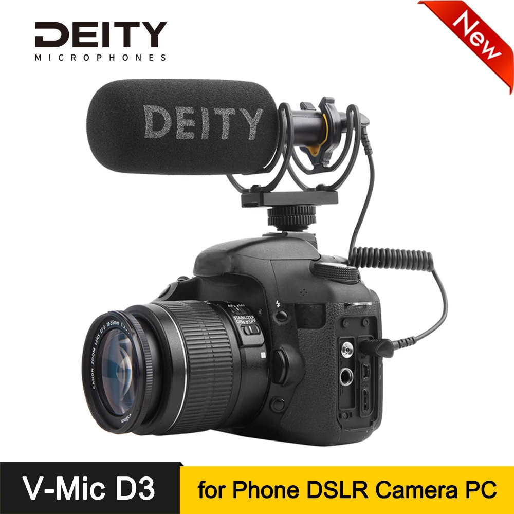 Laptop and Bodypack Transmitters Tablets Handy Recorders Camcorders Deity V-Mic D3 Pro Super-Cardioid Directional Shotgun Microphone with Rycote Shockmount for DSLRs Smartphones