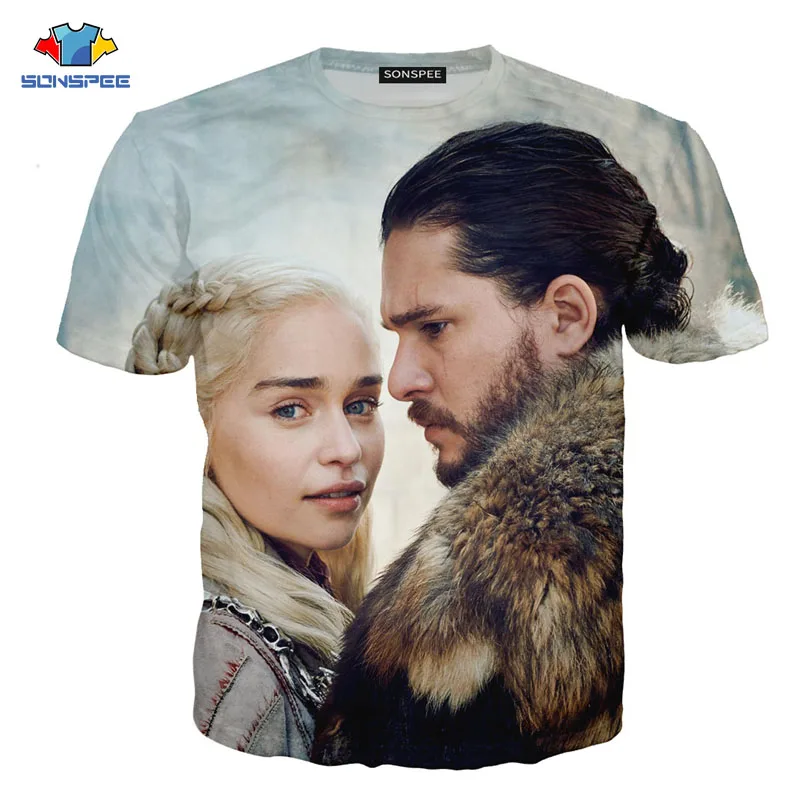 

SONSPEE Newest T-shirt Game of Thrones tshirt Night King & Dragon Men's T-shirt 3d Print T-shirt Summer Hip Hop Short Sleeve Top