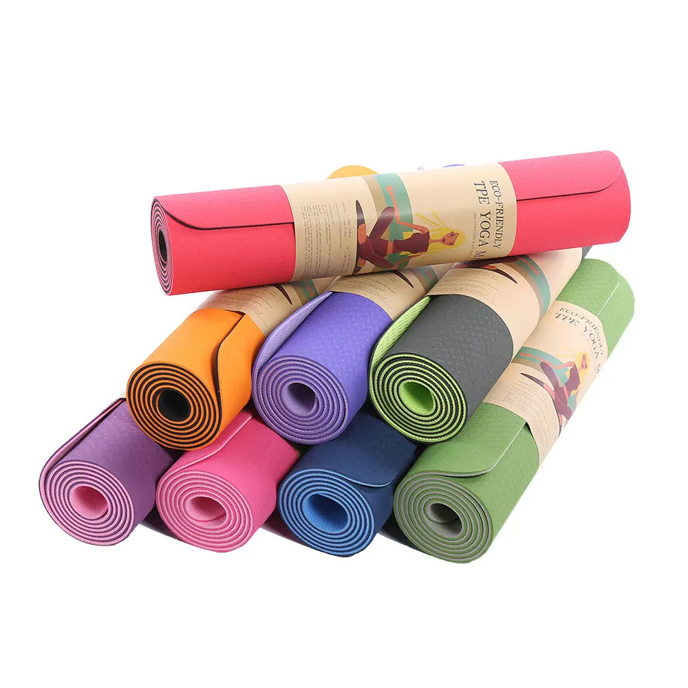 

New 183cm 6mm two color TPE Yoga Mat Beginner Yoga Antiskid Mat Supplies Fitness Mat Women Yoga