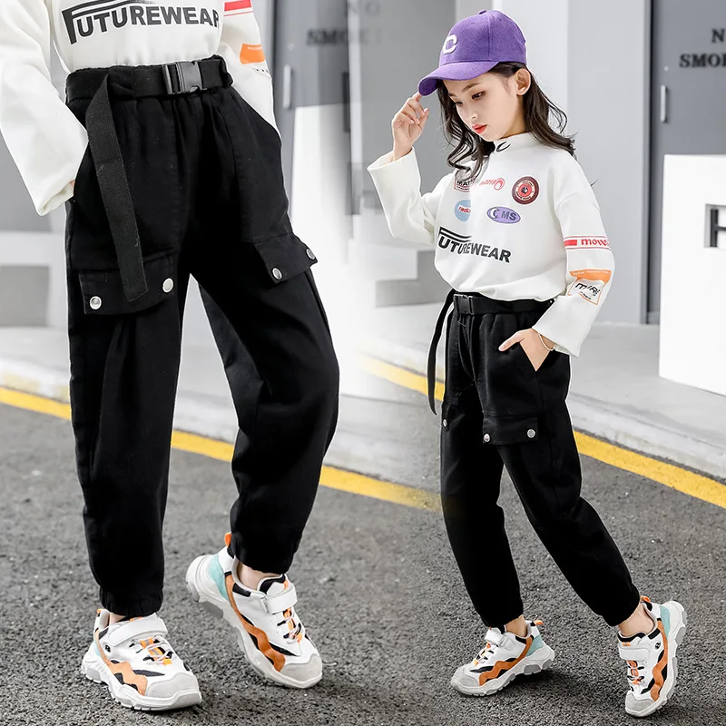 Pantalones gruesos y cálidos de algodón para niñas, Pantalón deportivo con Bolsillos falsos, de pierna 5 15T, Invierno|Pantalones| - AliExpress