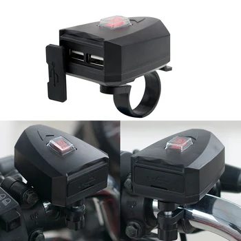 

LEEPEE For Phone Mobile GPS Dual USB Socket Power Supply Adapter Motorbike 5V-2.4A Output Motorcycle Handlebar Charger