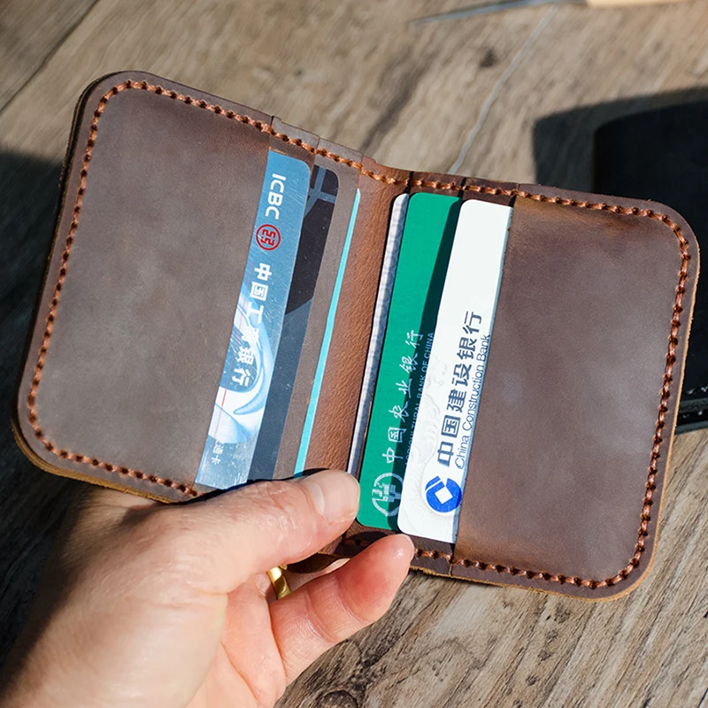 Minimalis billeteras de cuero auténtico hechas a mano para pequeña de diseñador, cuero genuino, Portomonee, 2019|Carteras| - AliExpress