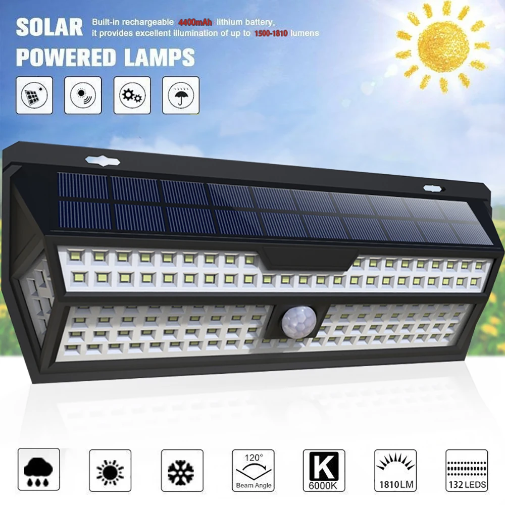 Sensor de Movimento Jardim ao ar Água para a Decoração do Jardim Ip65 à Prova Pacote Litom 132 Led Solar Luz Pir Lâmpada Parede Branco Livre Dwaterproof 1 - 2 2 Lâmpadas solares