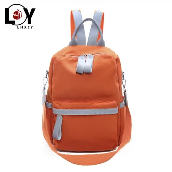 

Double Zipper Splicing Orange Nylon Womens Travel Backpacs High Capacity Small Backpacks Fashion For Teenagers School Backpacks