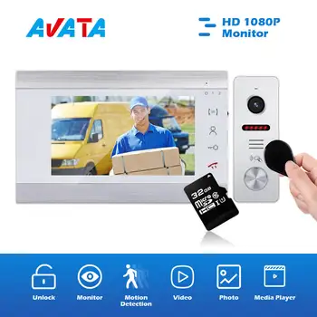 

Video Doorbell Intercom for the Apartment Night Vision Device Manual Button 1080P Monitor for Home Security Access Control
