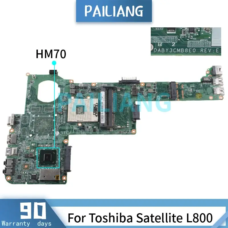 Laptop Motherboard para Toshiba Satellite M800 A000175320 L800 C840 Hm70 Hm76 Mainboard Daby3cmb8e0 Slj8e Sltnv Ddr3 Testado