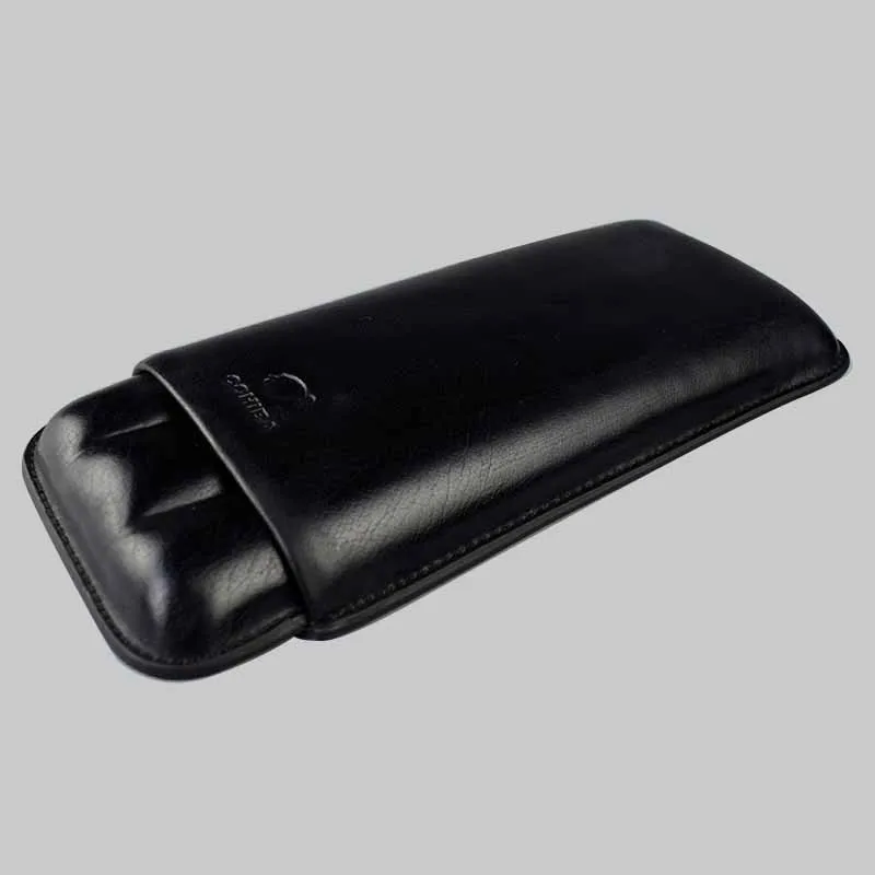 Новый COHIBA гаджеты черный кожаный портсигар держатель Чехол Humidor 3 трубки граф Портативный Путешествия Humidor с подарочной черный Чехол